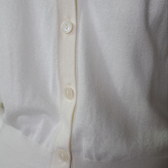 Express Ivory Short Puff Sleeve Cardigan Size XS - Picture 6 of 12